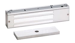 Electromagnetic locks, like this one from Security Door Controls (SDC), can be mounted either at the top or bottom of a door. Electromagnetic locks, like this one from Security Door Controls (SDC), can be mounted either at the top or bottom of a door.