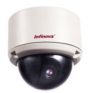 More than 700 analog cameras will eventually be replaced with an all-IP solution from Infinova at the University of South Florida, including the V5643-A3 Series Outdoor Vandal Resistant WDR Color Fixed Minidome Camera.