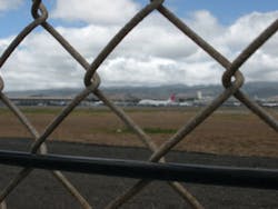 The Secure Fence system consists of a single pass of fiber optic cable along the fence fabric for the airport's entire protected perimeter. The sensor then sends any breach information to the system map, which identifies any security event location with user-defined zones along with GPS coordinates. The Secure Fence system consists of a single pass of fiber optic cable along the fence fabric for the airport's entire protected perimeter. The sensor then sends any breach information to the system map, which identifies any security event location with user-defined zones along with GPS coordinates.