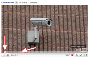 The round marker shows what you are currently viewing and the translucent red bar shows what H.264 video has already transpired and is being buffered and processed in order for you to be able to view it.