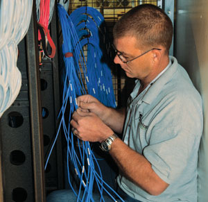 Sam Manze from TSI wires up Pelco Matrix.