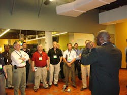 The walking tour of Atlanta's municipal surveillance system included stops at the 911 and video monitoring centers as well as other key locations. The walking tour of Atlanta's municipal surveillance system included stops at the 911 and video monitoring centers as well as other key locations.