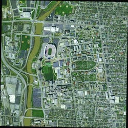 Ohio State University’s system sews images into a seamless panorama presented in a fish-eye view. Ohio State University’s system sews images into a seamless panorama presented in a fish-eye view.