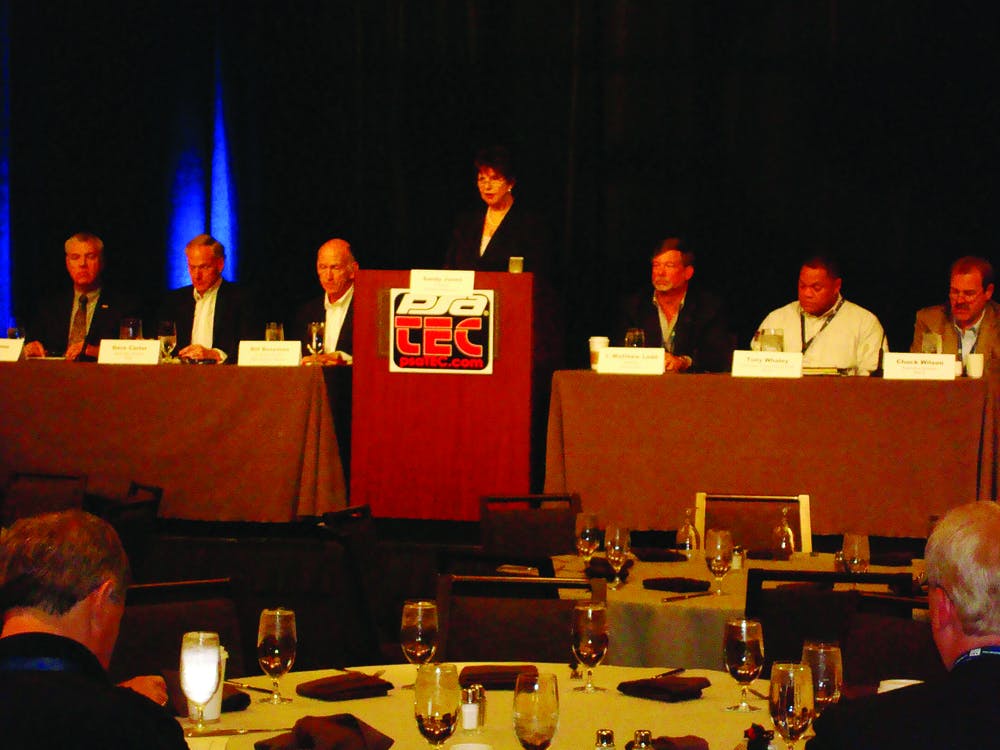 Leading industry icons addressed the audience at the State of the Industry panel discussion, the first day of PSA-TEC. Photos courtesy Deborah O&rsquo;Mara