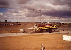 Today's barriers are capable of stopping and destroying a truck weighing up to 65,000 pounds and traveling at 50 mph. Today's barriers are capable of stopping and destroying a truck weighing up to 65,000 pounds and traveling at 50 mph.