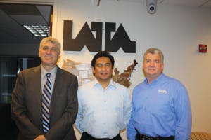 caption: Avi Lupo, CEO of FST21 Americas; LATA&apos;s Al Ruiz, Network Architect/Senior Project Manager; and Patrick D. Anderson, P.G., Director of Transportation Programs and Department Manager at the Chicago offices where the systems integrator beta-tested SafeRise.