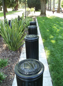 Bollards at California's state capitol facilities in Sacramento include the Great Seal of the State of California, the Governor's Seal, the Assembly Seal and the Senate Seal.