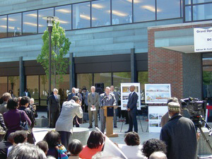 Dr. Patrick Canavan, St. Elizabeth's executive administrator, addresses the crowd at the 2010 grand opening of the 450,000 square-foot, state-of-the-art facility.