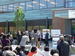 Dr. Patrick Canavan, St. Elizabeth's executive administrator, addresses the crowd at the 2010 grand opening of the 450,000 square-foot, state-of-the-art facility. Dr. Patrick Canavan, St. Elizabeth's executive administrator, addresses the crowd at the 2010 grand opening of the 450,000 square-foot, state-of-the-art facility.