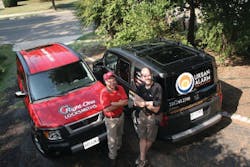 Rick Karas, president of Right-One Security (left), and Miles Fawcett, president of Urban Alarm meet to talk about sharing business leads on security projects. Rick Karas, president of Right-One Security (left), and Miles Fawcett, president of Urban Alarm meet to talk about sharing business leads on security projects.