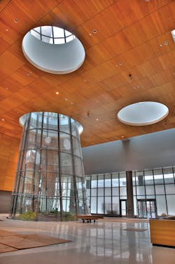 The atrium of the building was built for light-letting and also can convert into an emergency room in the event of a catastrophe.