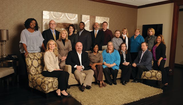 Back row (left to right): Tearra Guice, Member Service representative; Tony Boudreau, vice president of Finance &amp; Administration; Lisa Marsh, Finance manager; Laurie Knox, vice president of Marketing &amp; Communications; Mike Hampton, Member Services manager; Merlin Guilbeau, executive director; Dan Richardson, Graphics &amp; Web specialist Russell Fratus, Systems coordinator; Patricia Allen, National Training School manager; Kathy Acosta, office administrator; Michelle Whitaker, Events manager; and Jaclyn Sion, Business Development manager. Front row, seated: Amy Kirk, vice president of Membership &amp; Chapter Relations; Bob Ogle, Communications specialist; Kiya McChristian, Member Service representative; Jan Fratus, Database specialist; Suzanne Cole, executive assistant; and Howard Sanders, senior vice president, Training &amp; Certification.