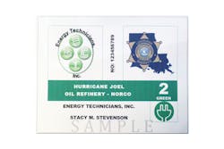 A sample of the Louisiana credential that would allow essential industry personnel into disaster areas previously limited to first responders. A sample of the Louisiana credential that would allow essential industry personnel into disaster areas previously limited to first responders.