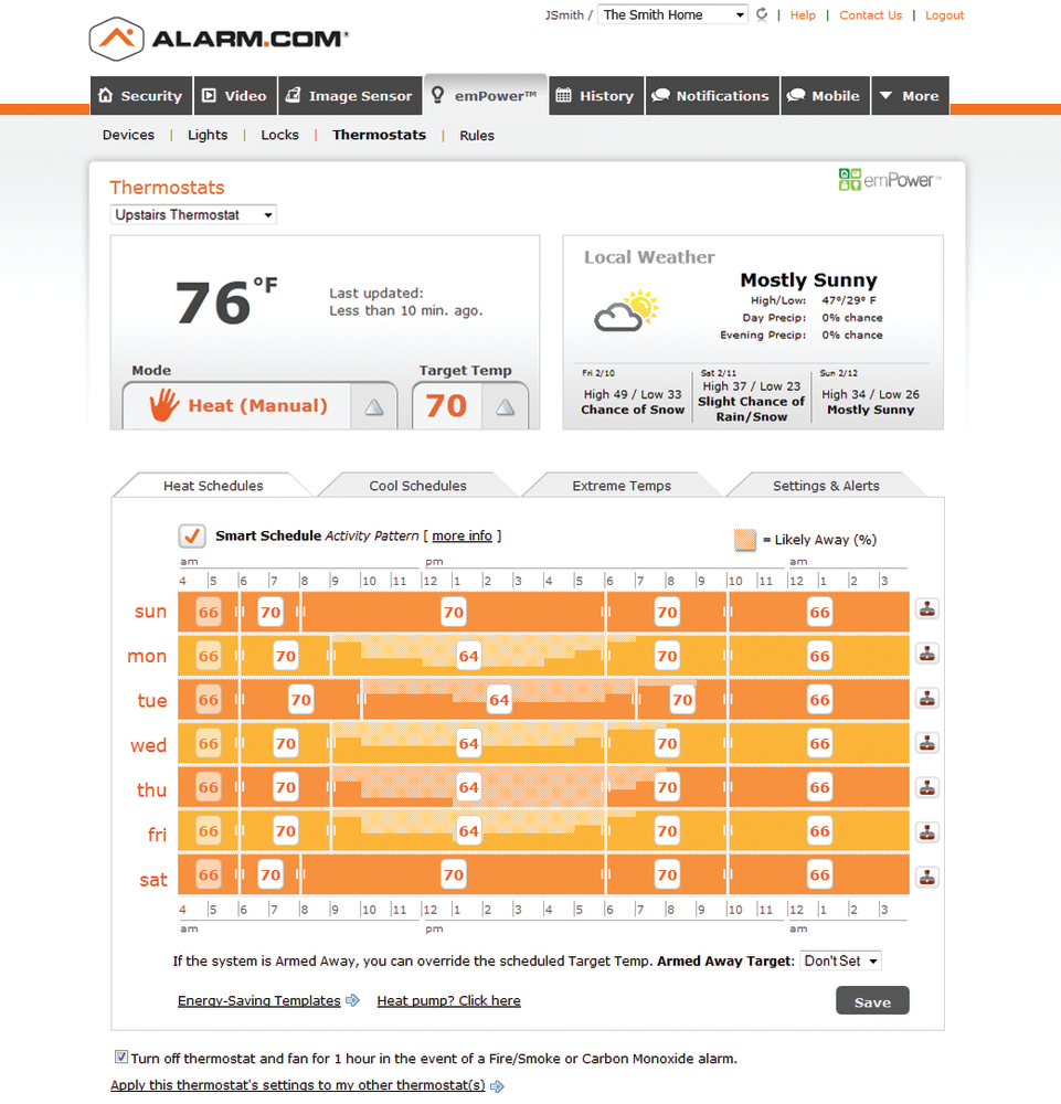 The Smart Schedule Activity Patterns is the first in a series of planned enhancements to provide end users with actionable information to make their homes more efficient and to deliver even greater value from Alarm.com powered services.