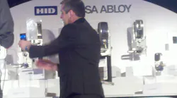 Unlocking doors using NFC phones at an HID Global event during ISC West 2012
