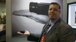 Tom Carnevale displays his new 14 megapixel camera at ISC West 2012.