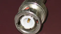An old BNC connector for coaxial cable, common in the world of analog video
