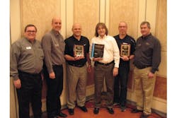 From l-r: Bill Poling and Rob Atkins (Middle Atlantic); Scott Robitzer, Pete Peek and Brian Cain (1 Volt Associates); Dan Tarkoff (Middle Atlantic).
