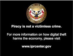 This note from the National Intellectual Property Center will now appear on all new home-release DVDs and Blu-Ray discs. This note from the National Intellectual Property Center will now appear on all new home-release DVDs and Blu-Ray discs.