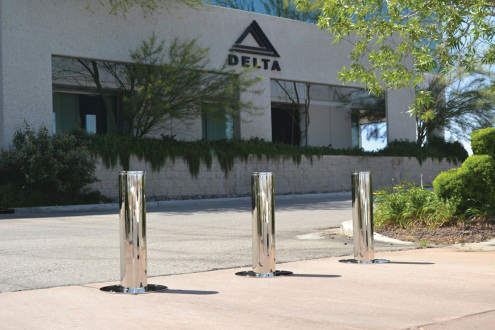 A view of Delta Scientific's pneumatic bollards.