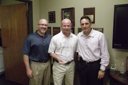 Members Of the Dallas Sales Office of the Ascend Group with their FluidMesh rep of the Year Award. Pictured (L-R): Matt Youngblood (Sales), Craig Yates (Security Sales Manager), and Richard Tuite (VP Sales).