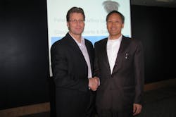 From l-r: March Networks CEO Peter Strom shakes hands with Infinova CEO Jeffrey Liu. From l-r: March Networks CEO Peter Strom shakes hands with Infinova CEO Jeffrey Liu.