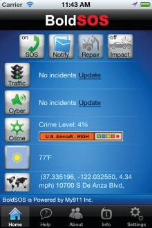 A screenshot of the BoldSOS mobile app.