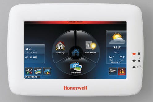 Honeywell&apos;s new Wi-Fi Tuxedo Touch alarm panel.