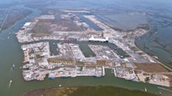 An aerial view of Port Fourchon in Louisiana. An aerial view of Port Fourchon in Louisiana.