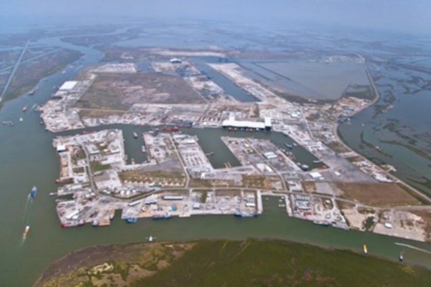 An aerial view of Port Fourchon in Louisiana.