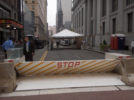 Delta Scientific's MP5000 vehicle crash barriers, pictured here, will be used to help protect the Democratic and Republican conventions later this month.