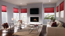 Serena remote controlled cellular shades from Lutron Electronics Co. in a media room application