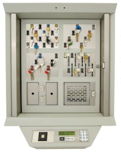 Morse Watchmans&apos; KeyWatcher Illuminated key control and asset management cabinet.