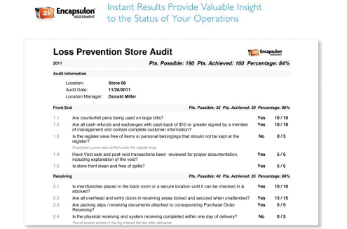 A screenshot of Wren Solutions' Encapsulon Assessment retail audit software.