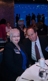 From l-r: Mary Jane Holcomb, director of HR and Jeff Cohen, CFO of Ackerman Security Systems at the 'Best Places to Work' event at the Georgia Aquarium.
