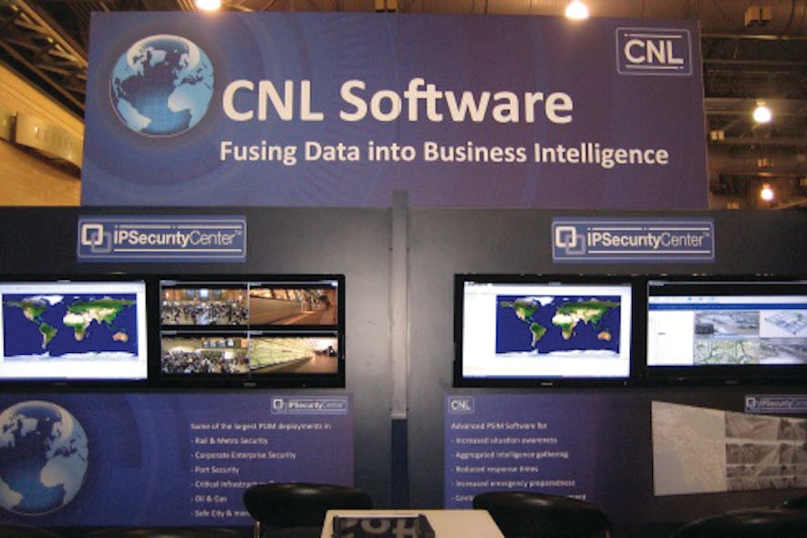 A view of the CNL Software booth at ASIS 2012. PSIM vendors say that the market needs move beyond the integration capabilities of the technology to how it can improve overall business operations.