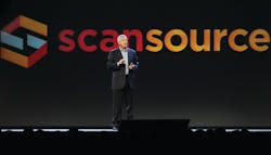 Mike Baur, ScanSource Inc. chief executive officer, addresses the audience at the Next is Now Partner Conference in Greenville, S.C. Mike Baur, ScanSource Inc. chief executive officer, addresses the audience at the Next is Now Partner Conference in Greenville, S.C.