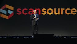 Mike Baur, ScanSource Inc. chief executive officer, addresses the audience at the Next is Now Partner Conference in Greenville, S.C.