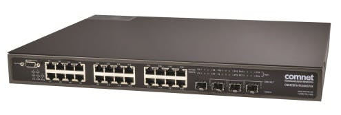 ComNet&apos;s CNGE28FX4TX24MSPOE managed Ethernet switch.