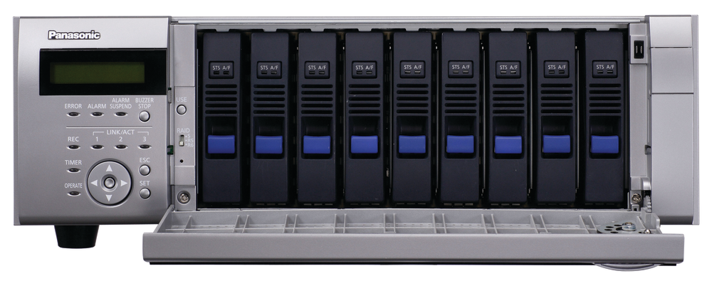 For larger applications, Panasonic's WJ-ND400 NVR with removable 1TB hard disk drive can record up to 64 network cameras simultaneously with multi-format recording in MPEG-4 and JPEG.