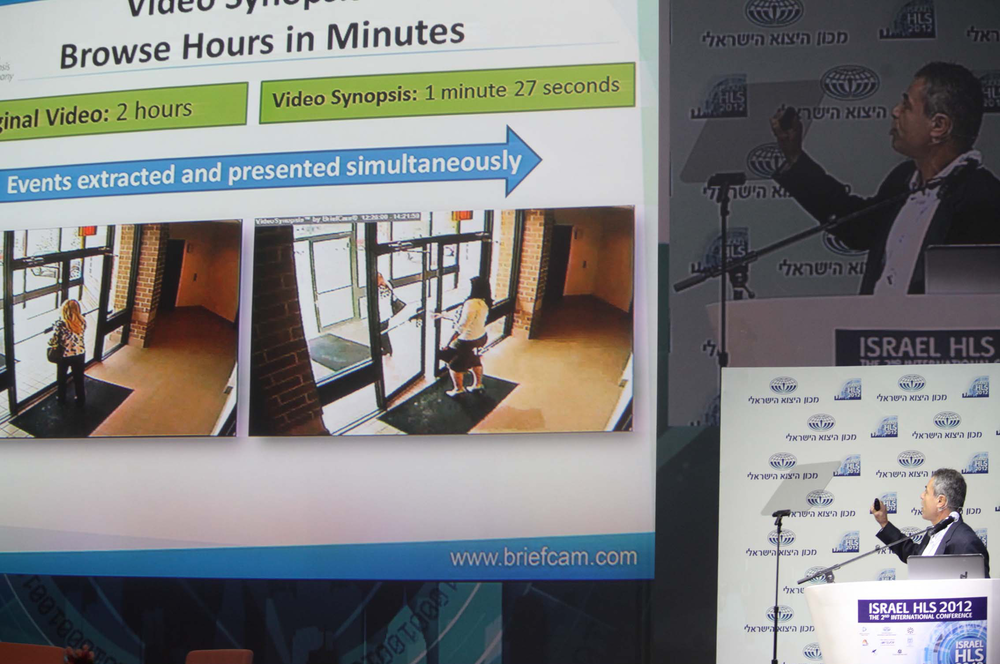Dror Irani, CEO and president of BriefCam presenting Video Synopsis at the Israel HLS Technology Innovation Competition.