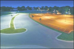 These parking lot areas show the stark difference between traditional lighting (on the right) and LED lighting (on the left). These parking lot areas show the stark difference between traditional lighting (on the right) and LED lighting (on the left).