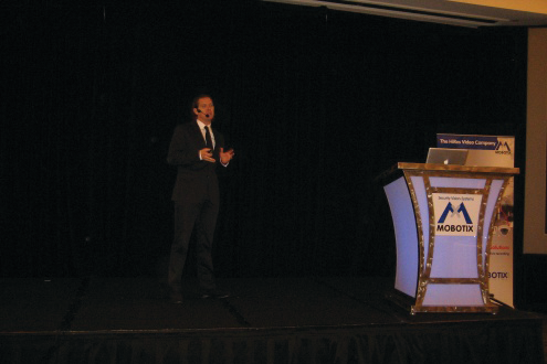 Dr. Magnus Ekerot, CEO of Mobotix Corp., delivers the keynote address at the company's National Partner Conference in Fort Lauderdale, Fla. on Monday.