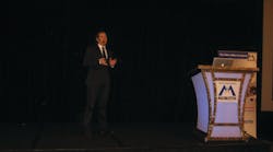 Dr. Magnus Ekerot, CEO of Mobotix Corp., delivers the keynote address at the company&apos;s National Partner Conference in Fort Lauderdale, Fla. on Monday.