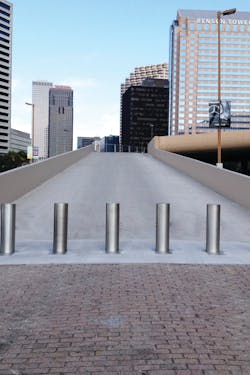 Typically used in urban environments where underground utilities are a concern, the shallow-mount K4-rated and K12-rated “sidewalk bollards” can easily be deployed in a wide variety of locations, including subways, city streets, ports and water treatment facilities. Typically used in urban environments where underground utilities are a concern, the shallow-mount K4-rated and K12-rated “sidewalk bollards” can easily be deployed in a wide variety of locations, including subways, city streets, ports and water treatment facilities.