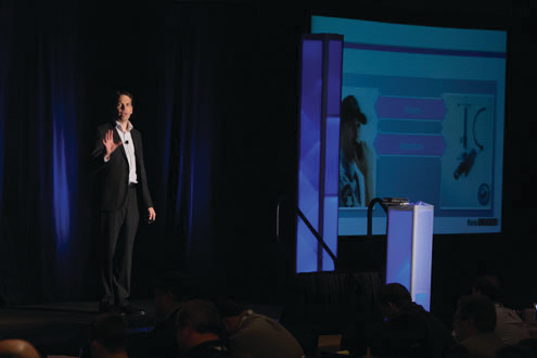 Axis Communications General Manager Fredrik Nilsson addresses attendees at MIPS 2013 in Las Vegas.