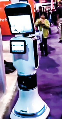 iRobot's healthcare robot enables the attending physician to be virtually “face to face” with patient and telemetry, essentially multiplying the nurse force for routine functions, enabling staff to focus on more complex, time-critical decisions. iRobot's healthcare robot enables the attending physician to be virtually “face to face” with patient and telemetry, essentially multiplying the nurse force for routine functions, enabling staff to focus on more complex, time-critical decisions.