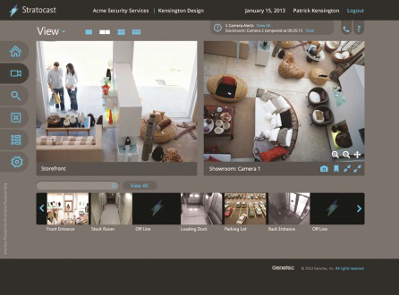 A screenshot of Genetec's new Stratocast VSaaS solution.