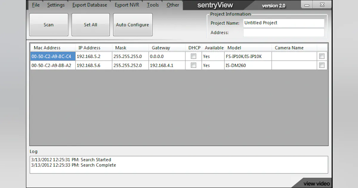 Sentrycs Gui Sentry360’s SentryView Universal Camera Configuration Tool | Security ...