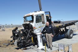 The new DSC720 1M bollards stopped a 15,000 pound (66.7 Km) flatbed truck impacting at 50 miles per hour (80 kph) with zero penetration of the vehicle. The new DSC720 1M bollards stopped a 15,000 pound (66.7 Km) flatbed truck impacting at 50 miles per hour (80 kph) with zero penetration of the vehicle.